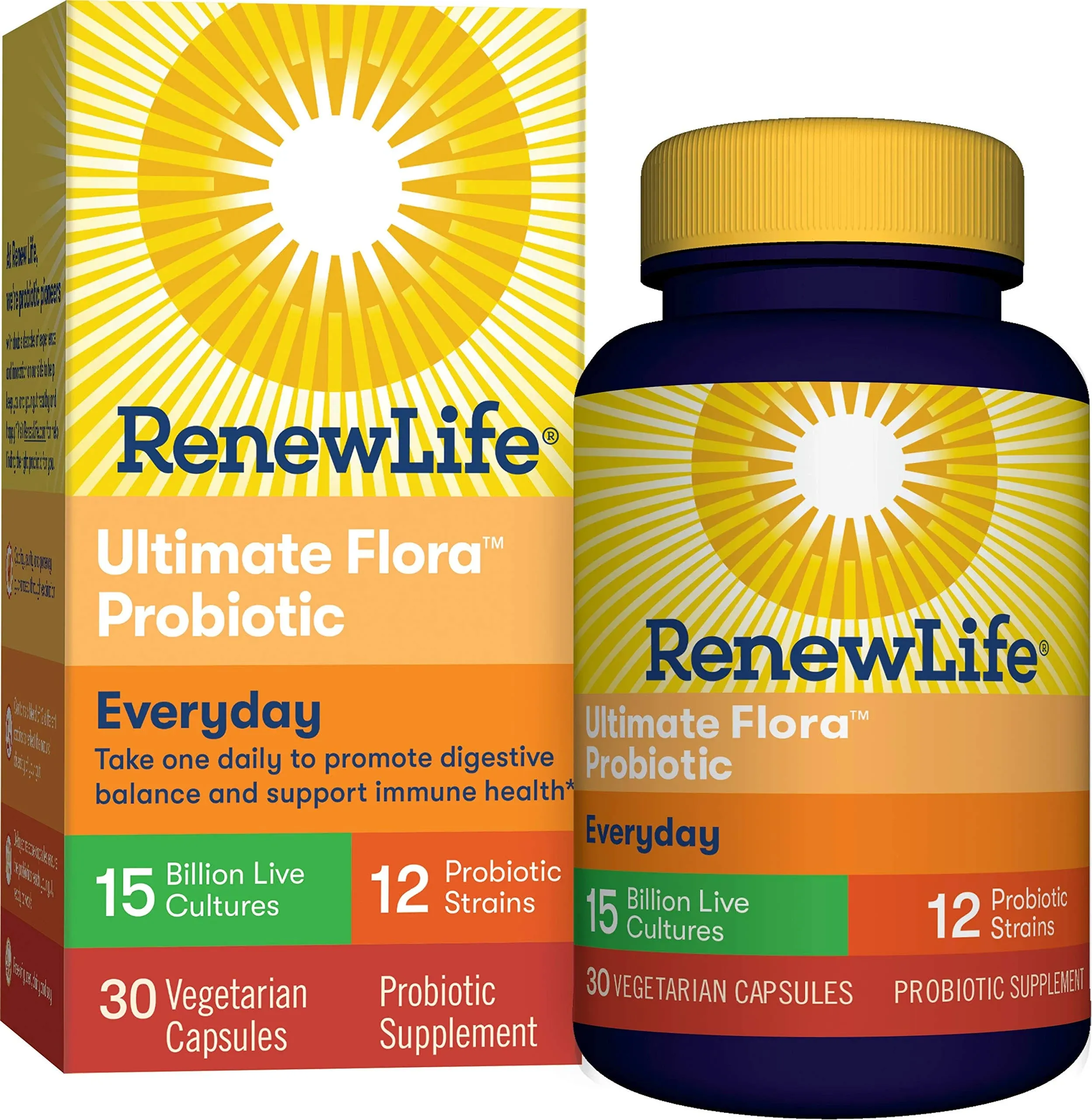 Renew Life Adult Probiotics, 15 Billion CFU Guaranteed, Everyday Probiotic Supplement for Digestive & Immune Health, Shelf Stable, Gluten Dairy & Soy Free, 60 Capsules