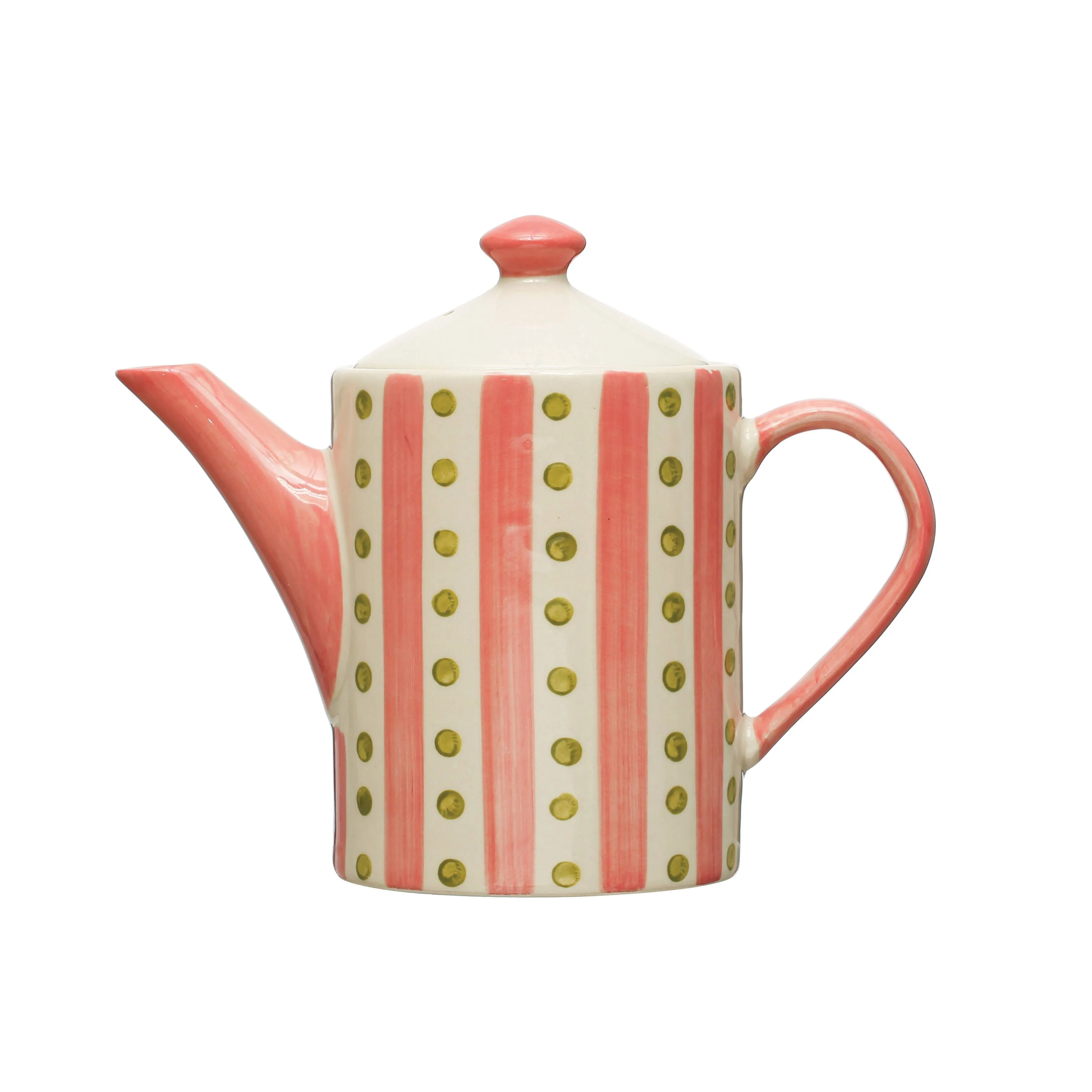 Painted Stoneware Teapot with Strainer