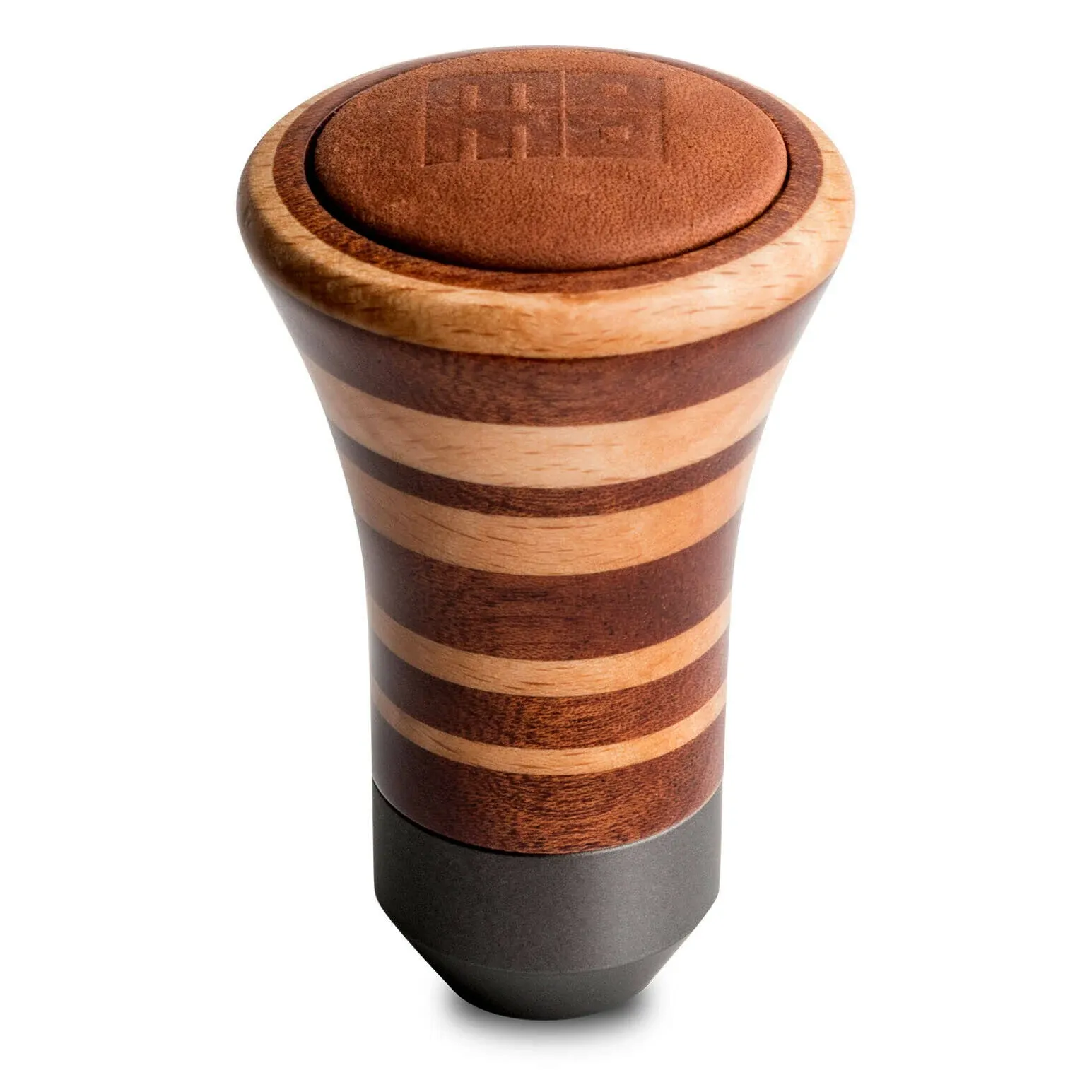 Momo Trofeo Heritage Shift Knob - Tall Wood, Layered Mahogany and Beechwood, Leather Insert Top