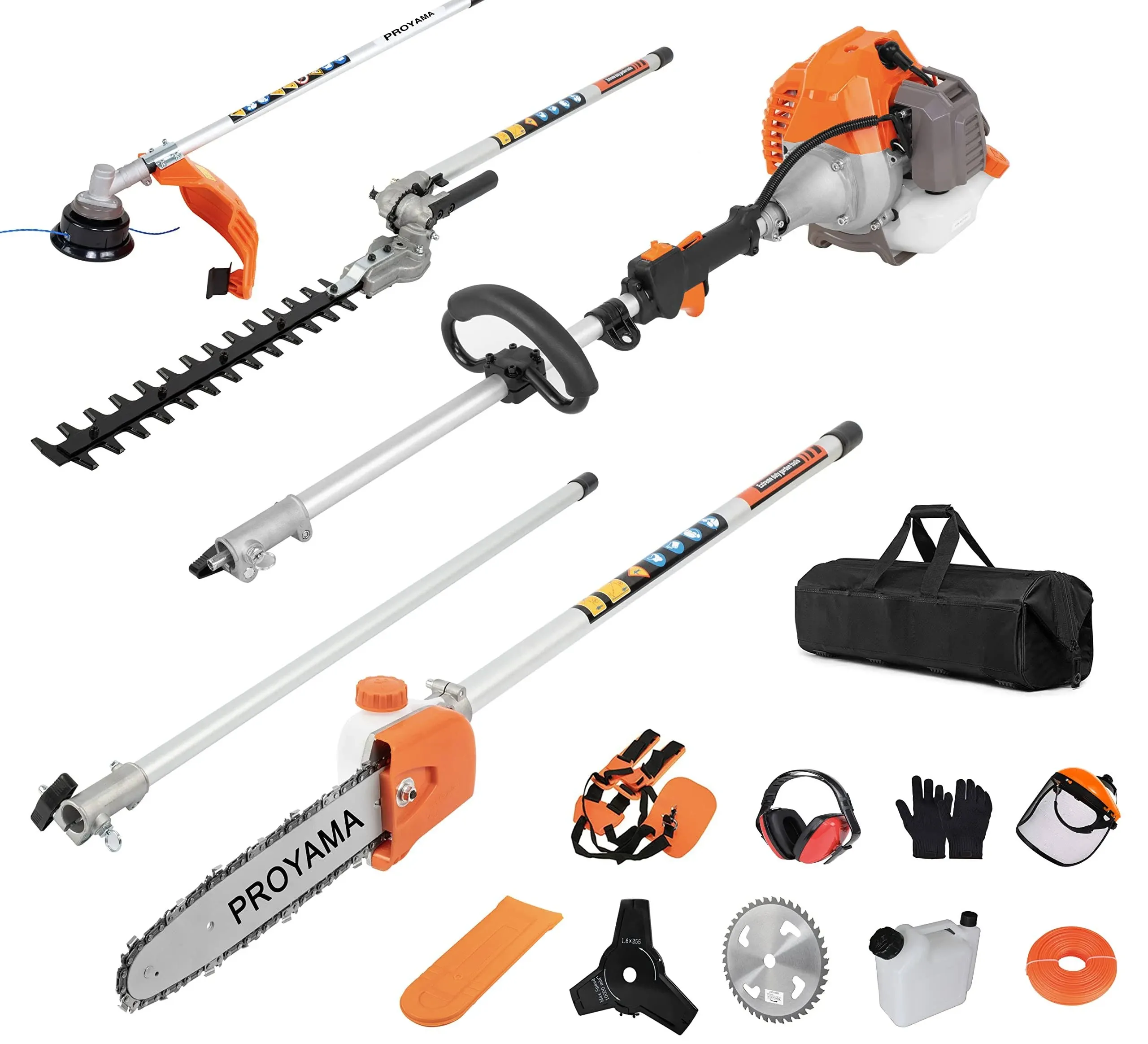 PROYAMA Powerful 42.7cc 5 in 1 Multi Functional Trimming Tools,Gas Hedge Trimmer