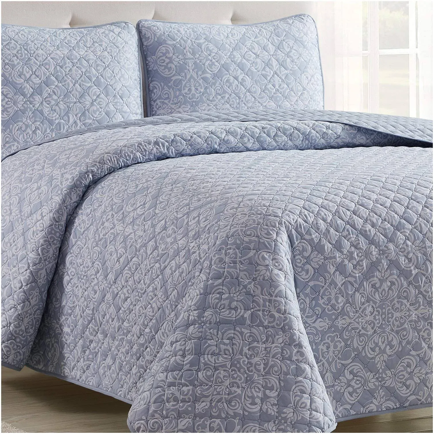 Mellanni Bedspread Coverlet Set Laced-Sky-Blue - Comforter Bedding Cover ...