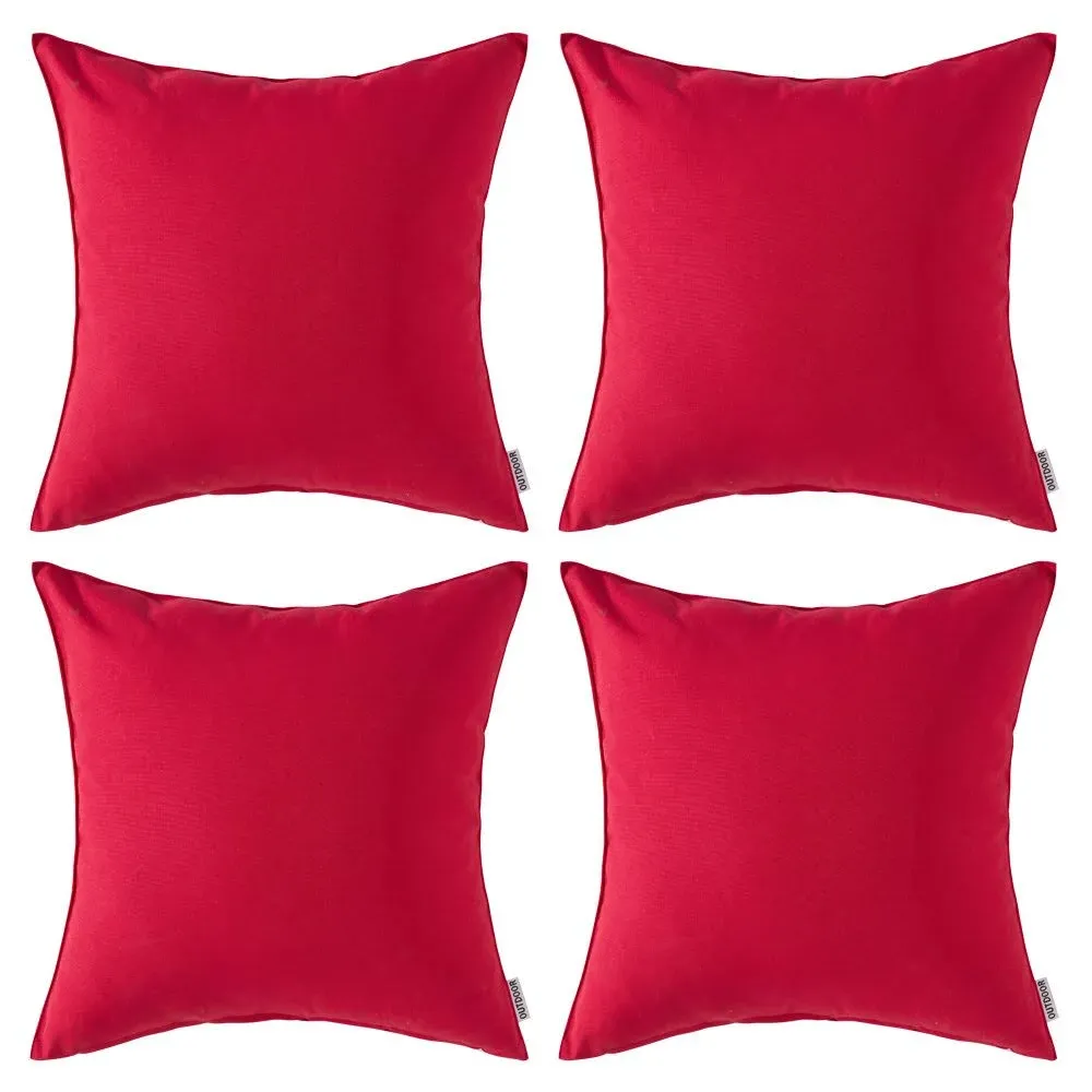 MIULEE Pack of 4 Christmas Decorative Pillow Cover Outdoor Waterproof Square Garden Cushion Case PU Coating Throw Pillow Cover Shell for Tent Park Couch 18x18 Inch Red