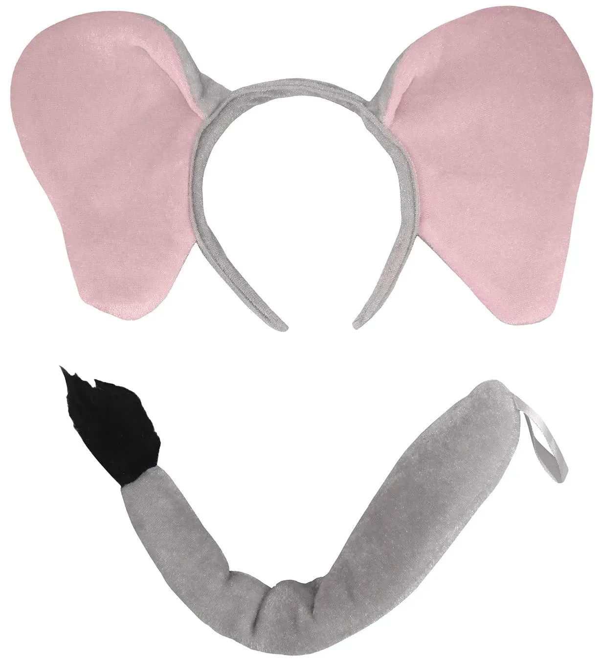 Adult Child Pink Gray Jumbo Giant Elephant Ear On Headband and Tail Animal Ears Headband Kids Costume Accessory Cosplay Kit Set