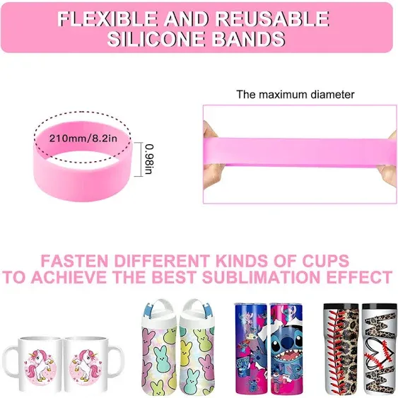 Sublimation Blanks Silicone Bands for Sublimation Tumbler Heat Resistant Gloves Tape Sleeve Accessories Kit for 20 30 oz Skinny Straight Cups for Cricut Mug Press Machine Wrap Bundle Tumbler in Oven