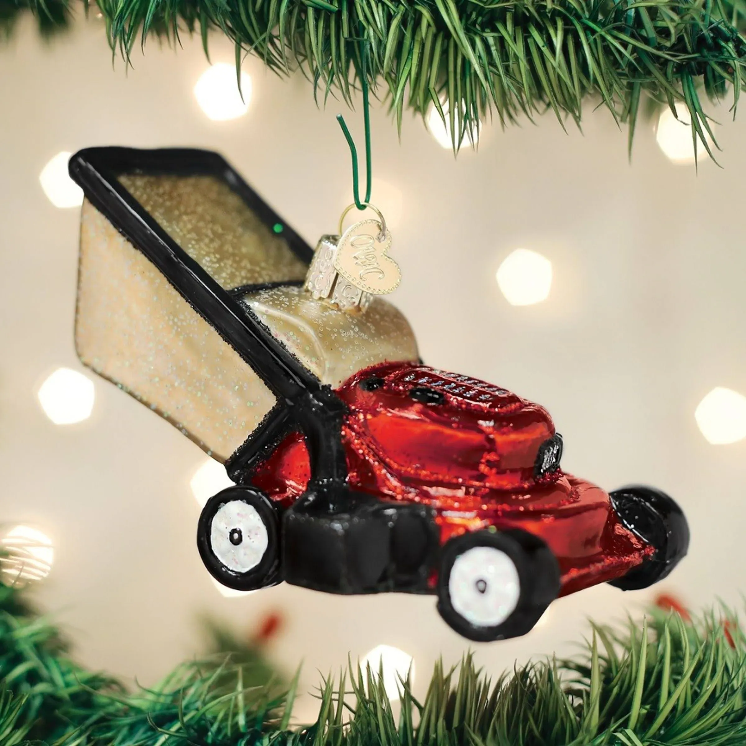 Old World Christmas Contractor Tools Glass Blown Ornaments for Christmas Tree Lawn Mower, 2.750, Model:32321