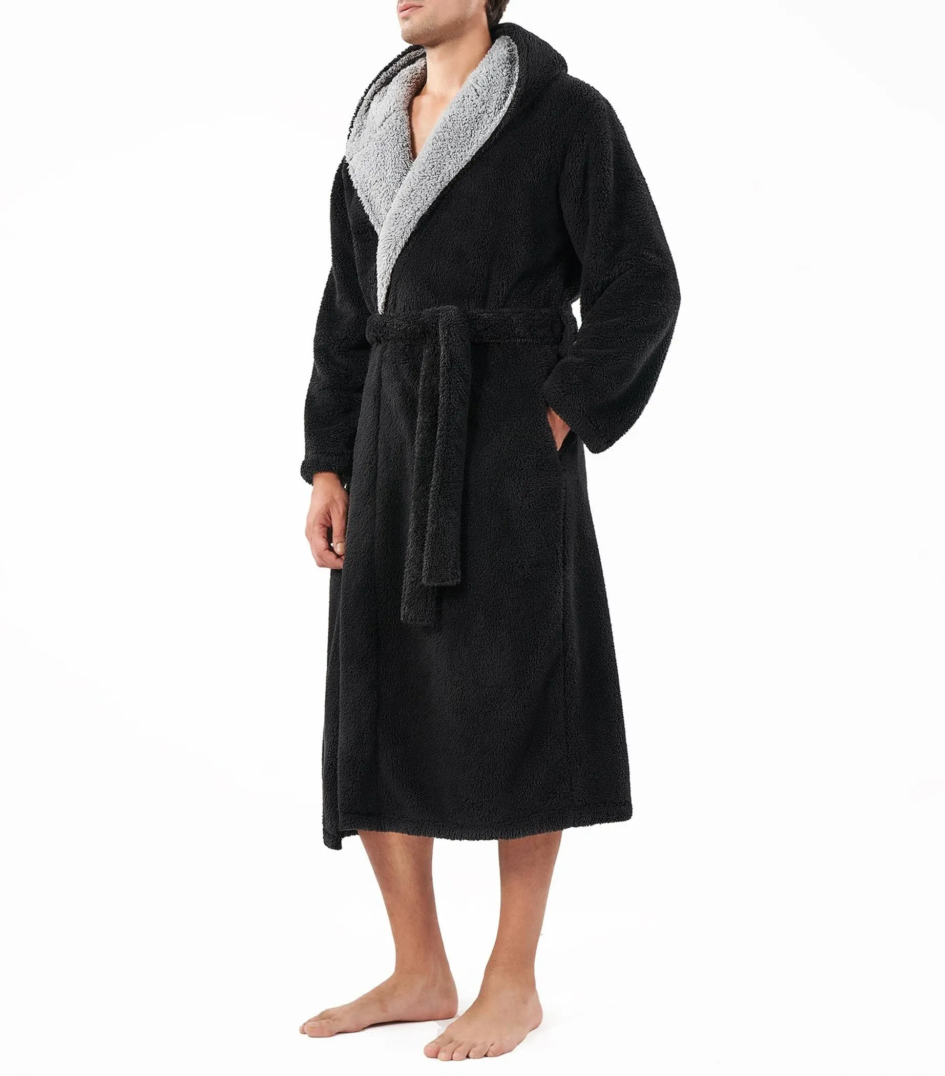 DAVID ARCHY Men's Soft Fleece Plush Robe Full Length Long Bathrobe