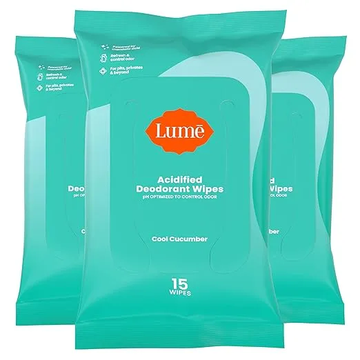 Lume Acidified Deodorant Wipes