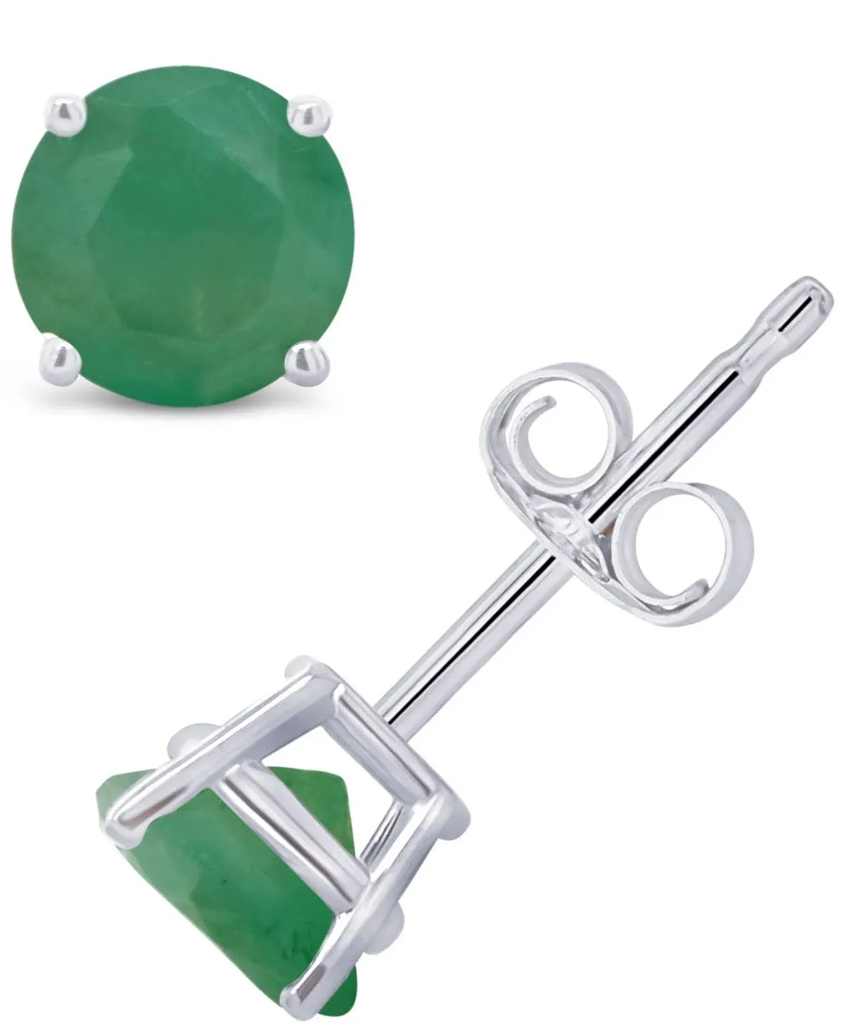 14K White Gold Round Emerald Stud Earrings, Color: Gold by Fingerhut