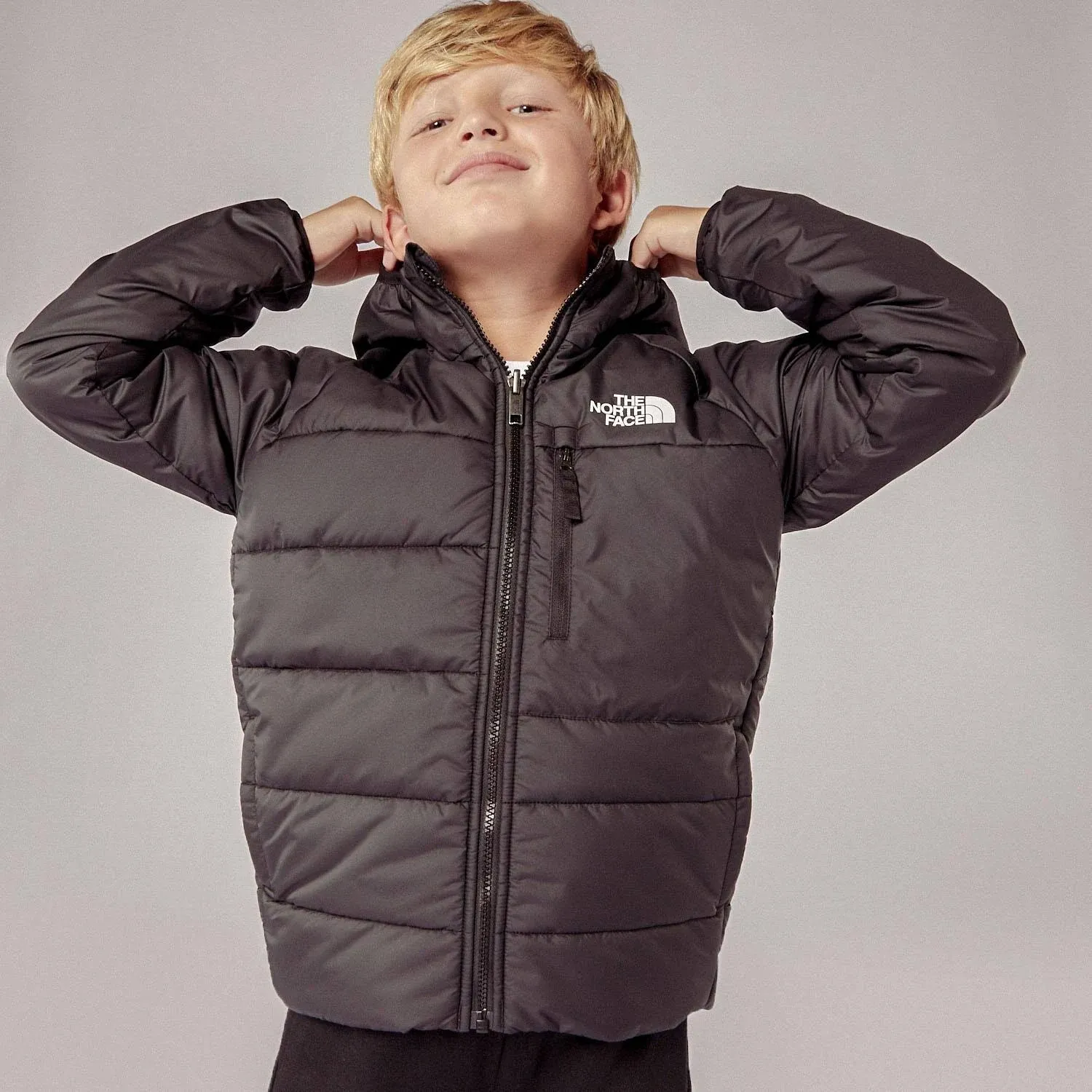 The North Face Black Boys Reversible Perrito Hooded Jacket M