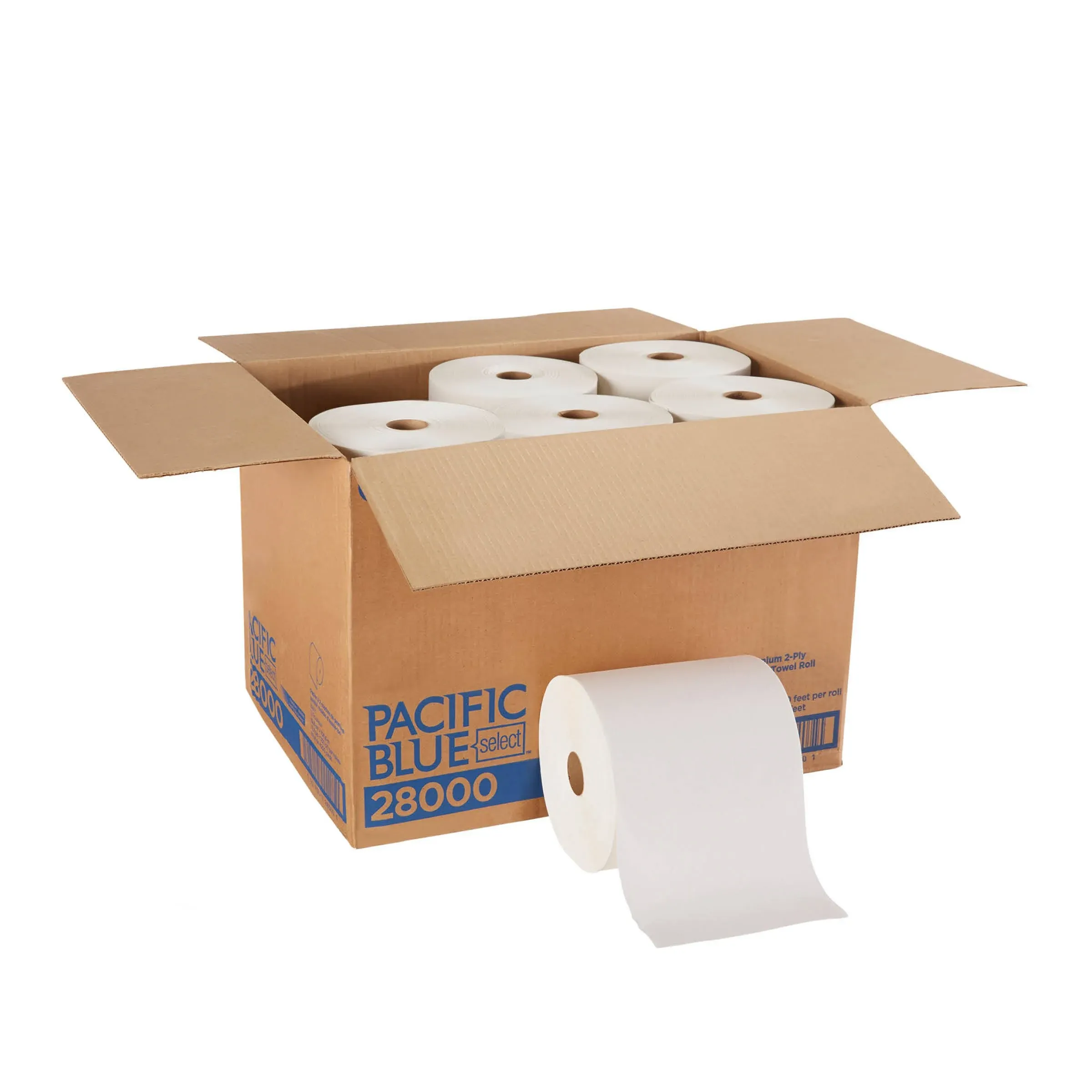 Pacific Blue 28000, 350 ft Premium 2-Ply Paper Towel Roll, White (12/case)