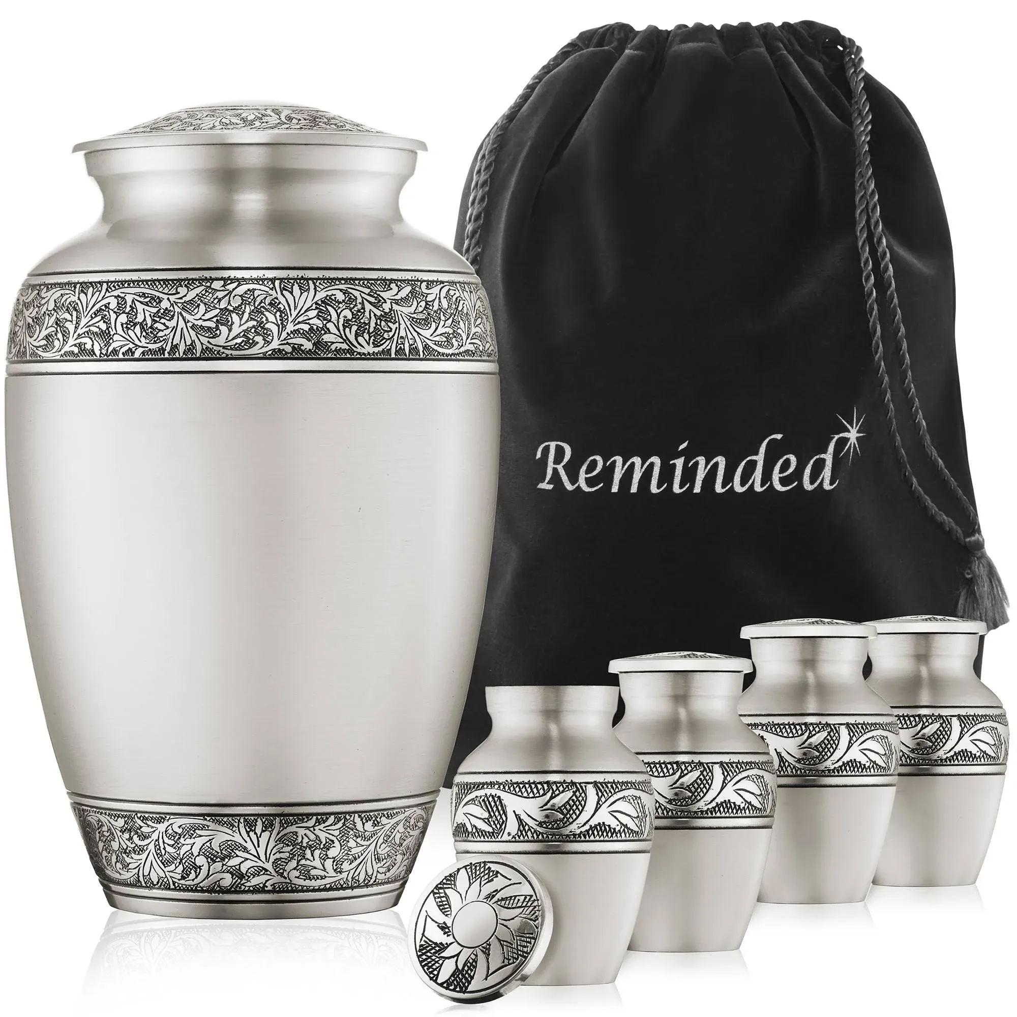 Reminded Floral Cremation Urns for Human Ashes - 1 Adult + 4 Keepsake