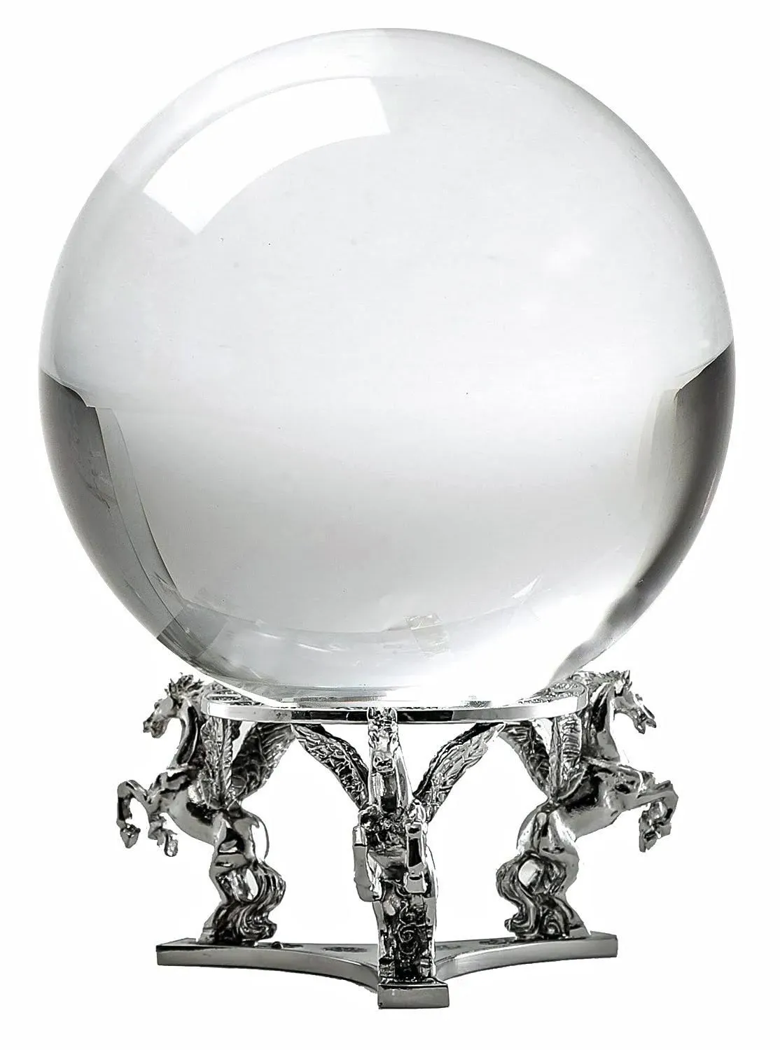 Amlong Crystal Clear Crystal Ball 130mm 5 in. Including Silver Pegasus Stand