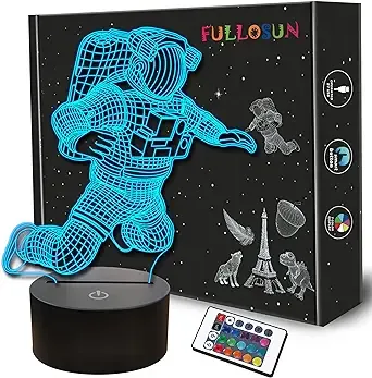 FULLOSUN Spaceman 3D Night Light, Astronaut Rocket Optical Illusion Lamp Home