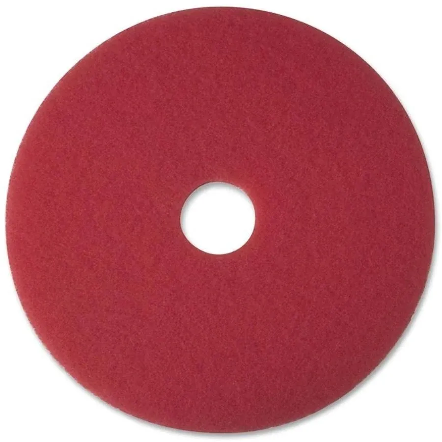 3M 5100 | 12 in. Low-Speed Buffer Floor Pads - Red (5/Carton)