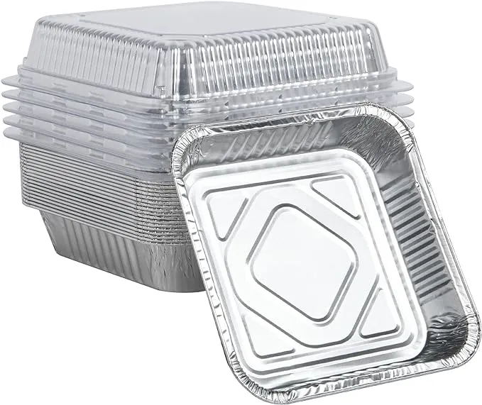 GASPRO 8 x 8 Aluminum Foil Pans with Lids, 20-Pack Square Disposable Baking Pans, Aluminum Cake Pans for Baking Cakes, Roasting, Homemade Breads