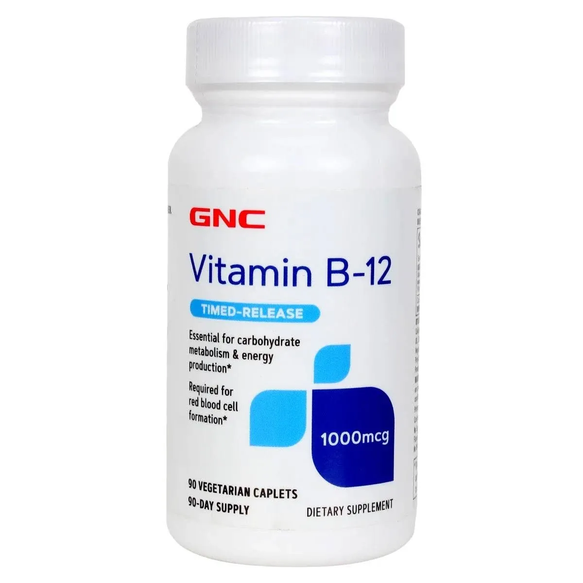 GNC Vitamin B-12 Vegetarian Caplets - 1000mcg, 90 ct