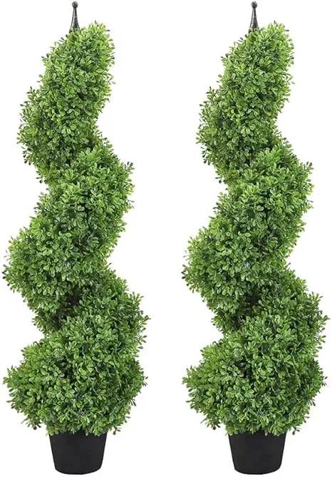 momoplant Artificial Boxwood Plant Topiary Tree 35inch Fake Feaux Spiral Plan...