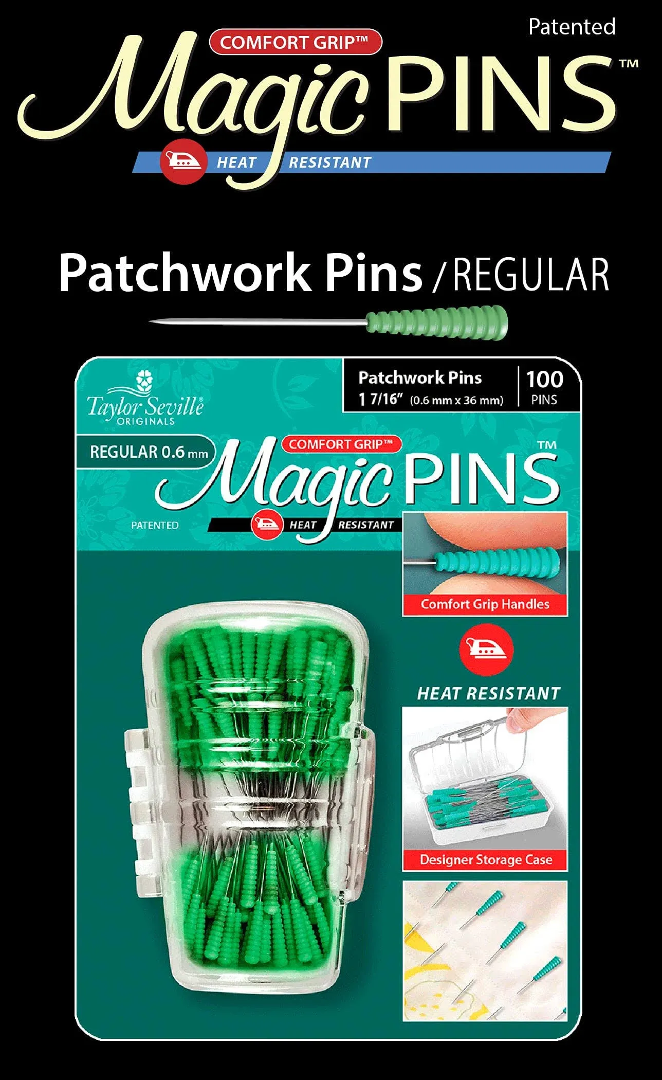 Taylor Seville Magic Pins Patchwork Extra Fine Green 100/PKG