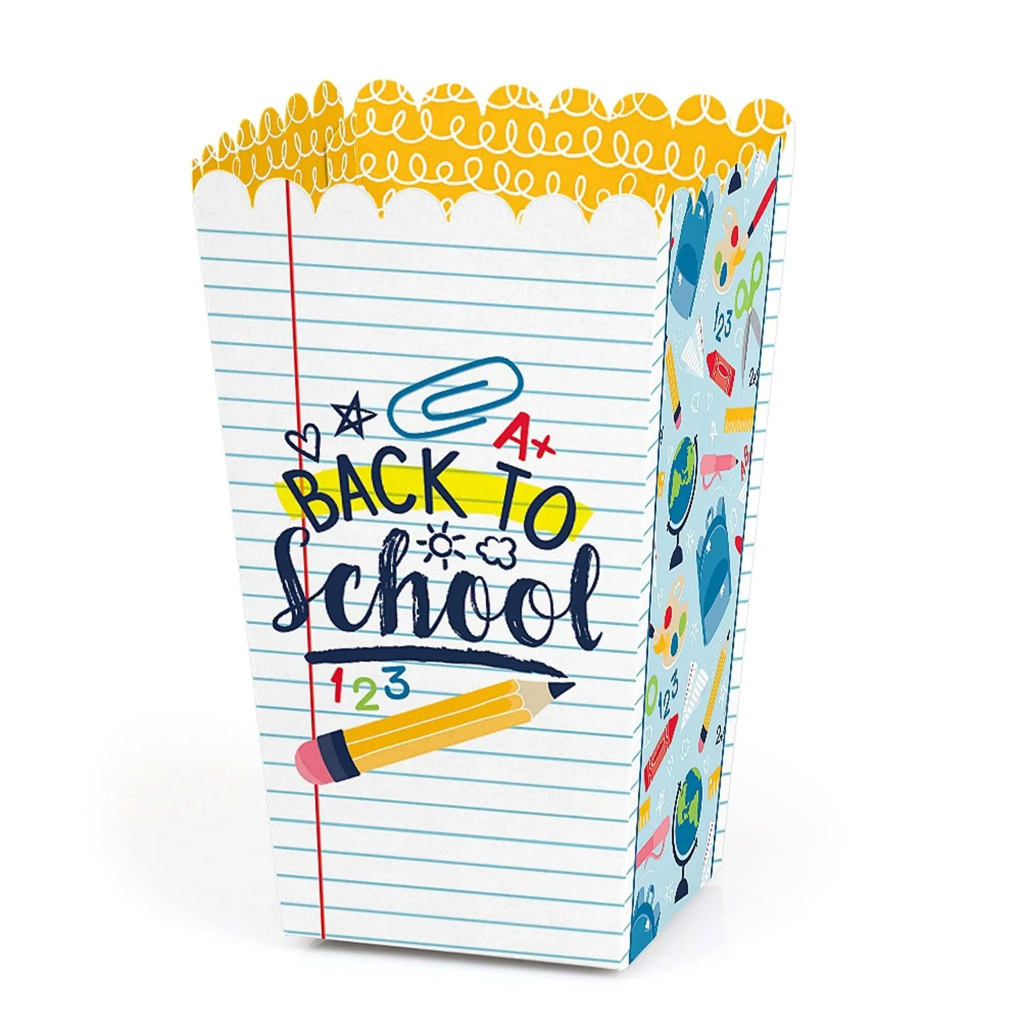 Big Dot of Happiness Back to School Classroom Decorations Favor Popcorn Treat Boxes