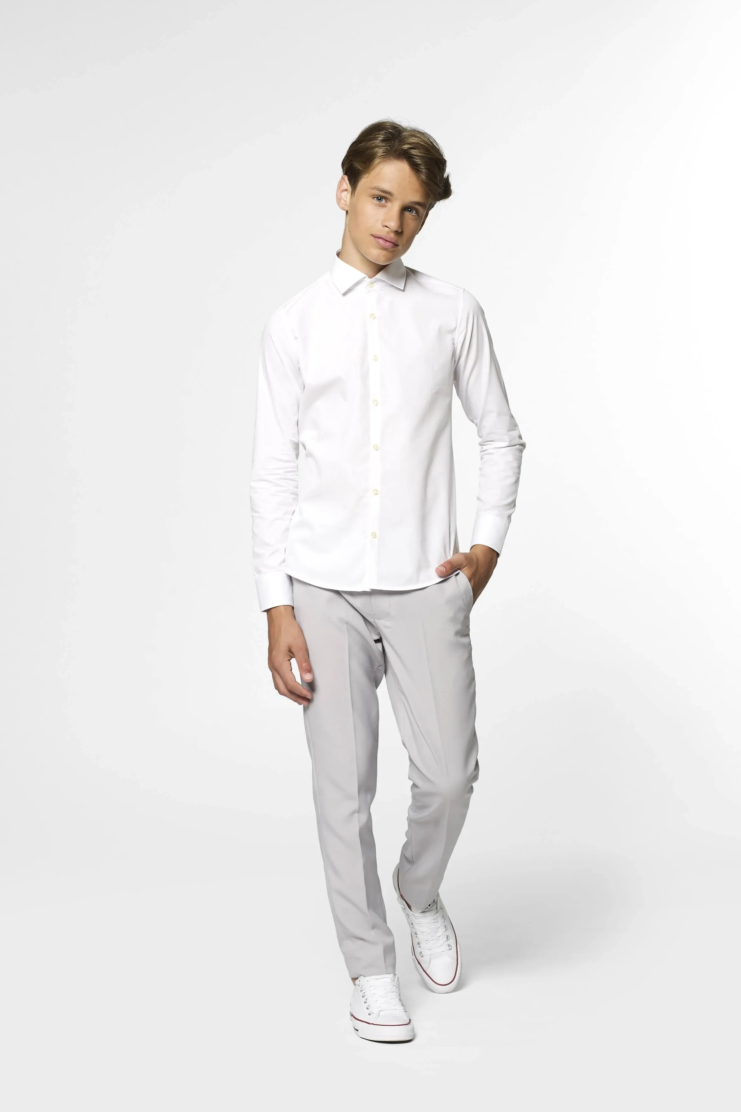 Boys OppoSuits White Knight Solid Shirt