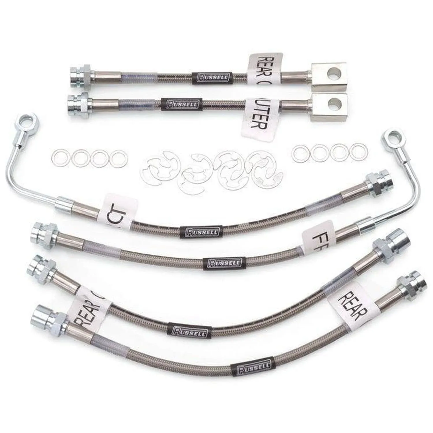 Russell® 692290 - Braided Stainless Steel Rear Brake Hose Kit