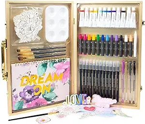 STMT DIY Designer Art Studio by Horizon Group USA, Kit Includes 40+ Art Making Essentials.Water Colors,Oil Pastels,Brush Markers,Spiral Art Pad &amp;