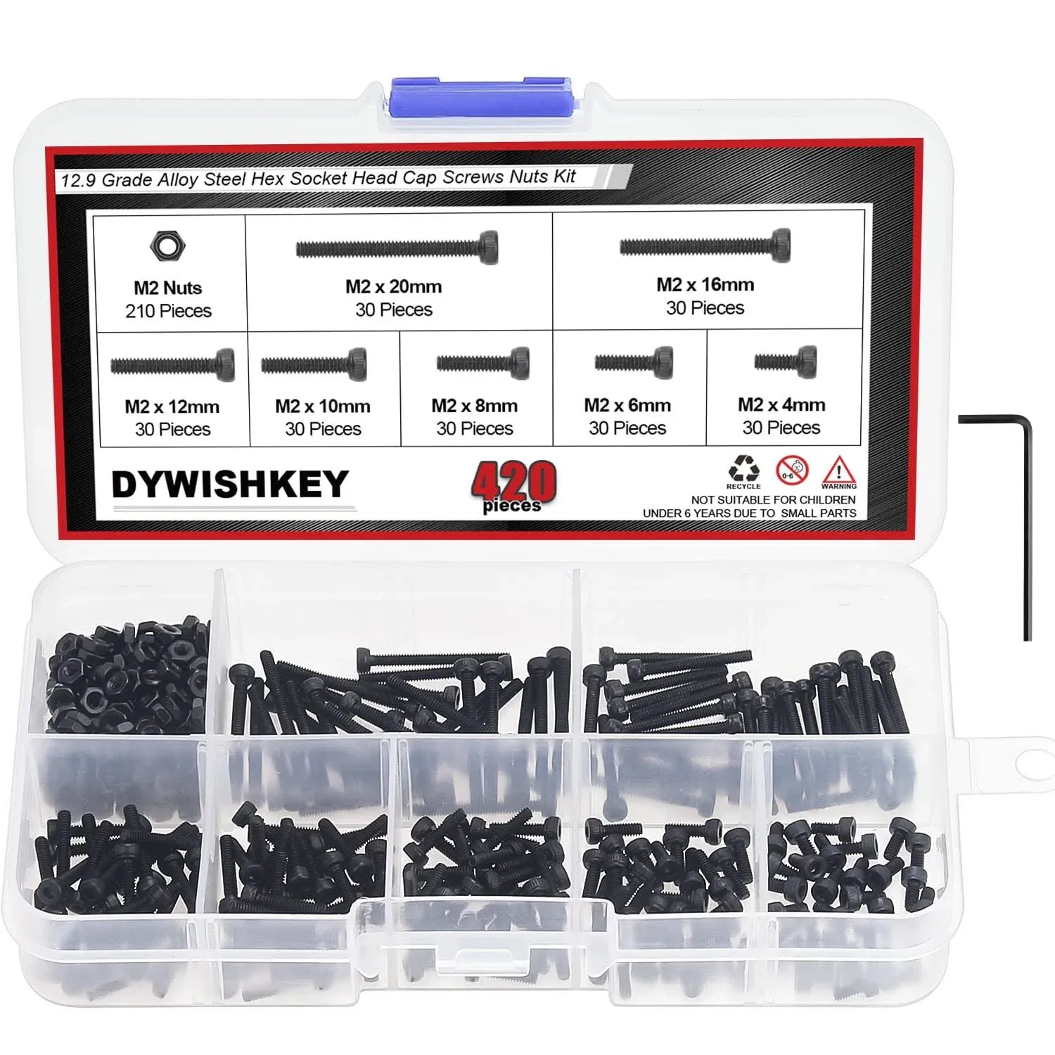 DYWISHKEY Hex Socket Head Cap Bolts Screws Nuts Kit