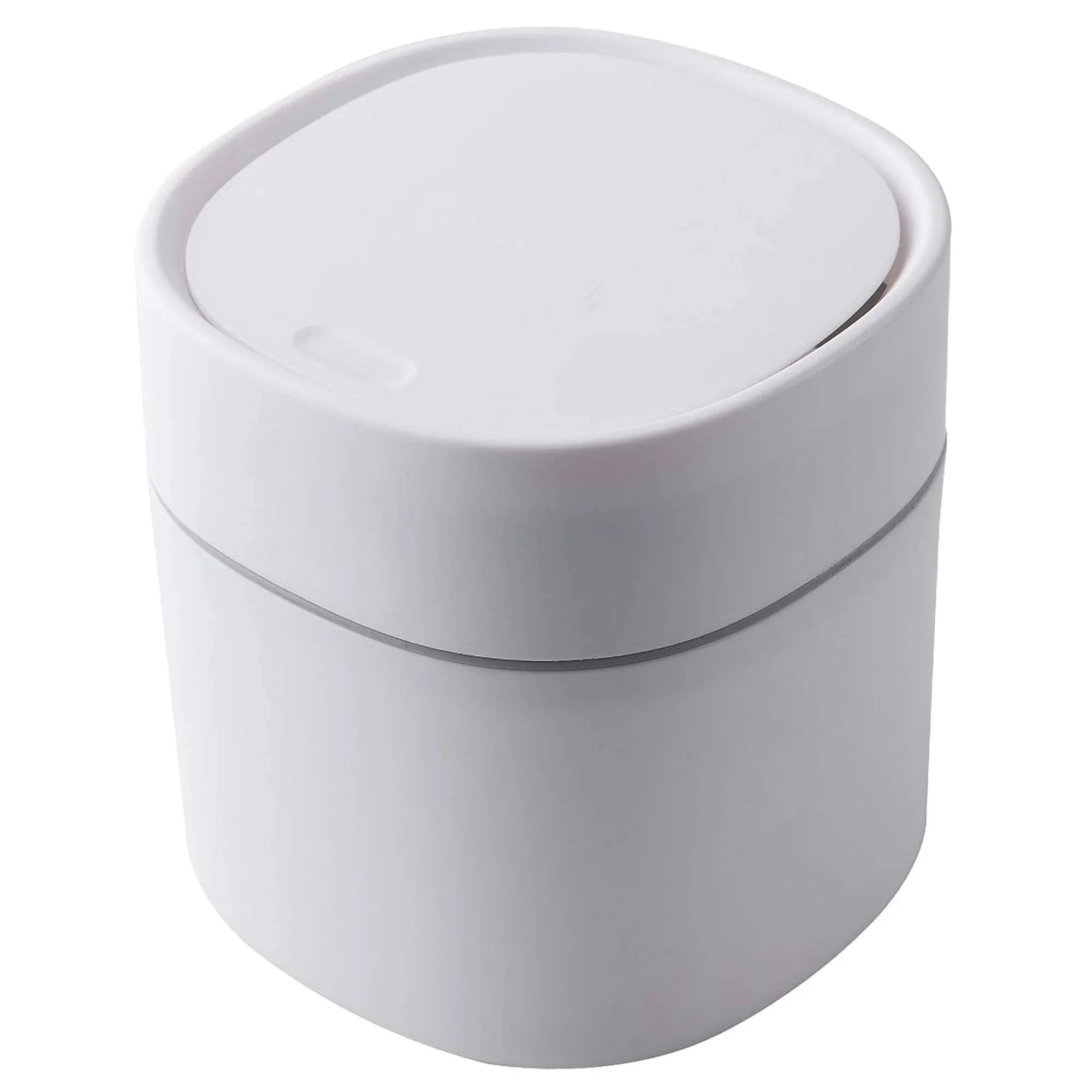 Modern Plastic Mini Trash Can with Lid - Wastebasket for Bathroom Vanity, Deskto