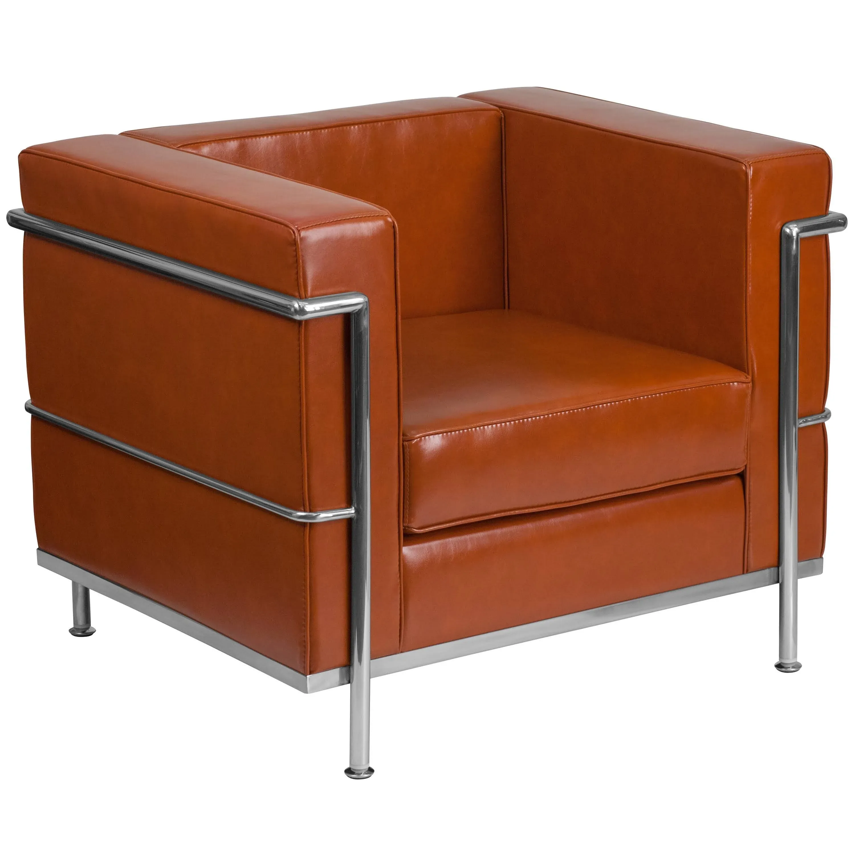 Hercules Regal Series Contemporary Cognac Leather Chair with Encasing Frame