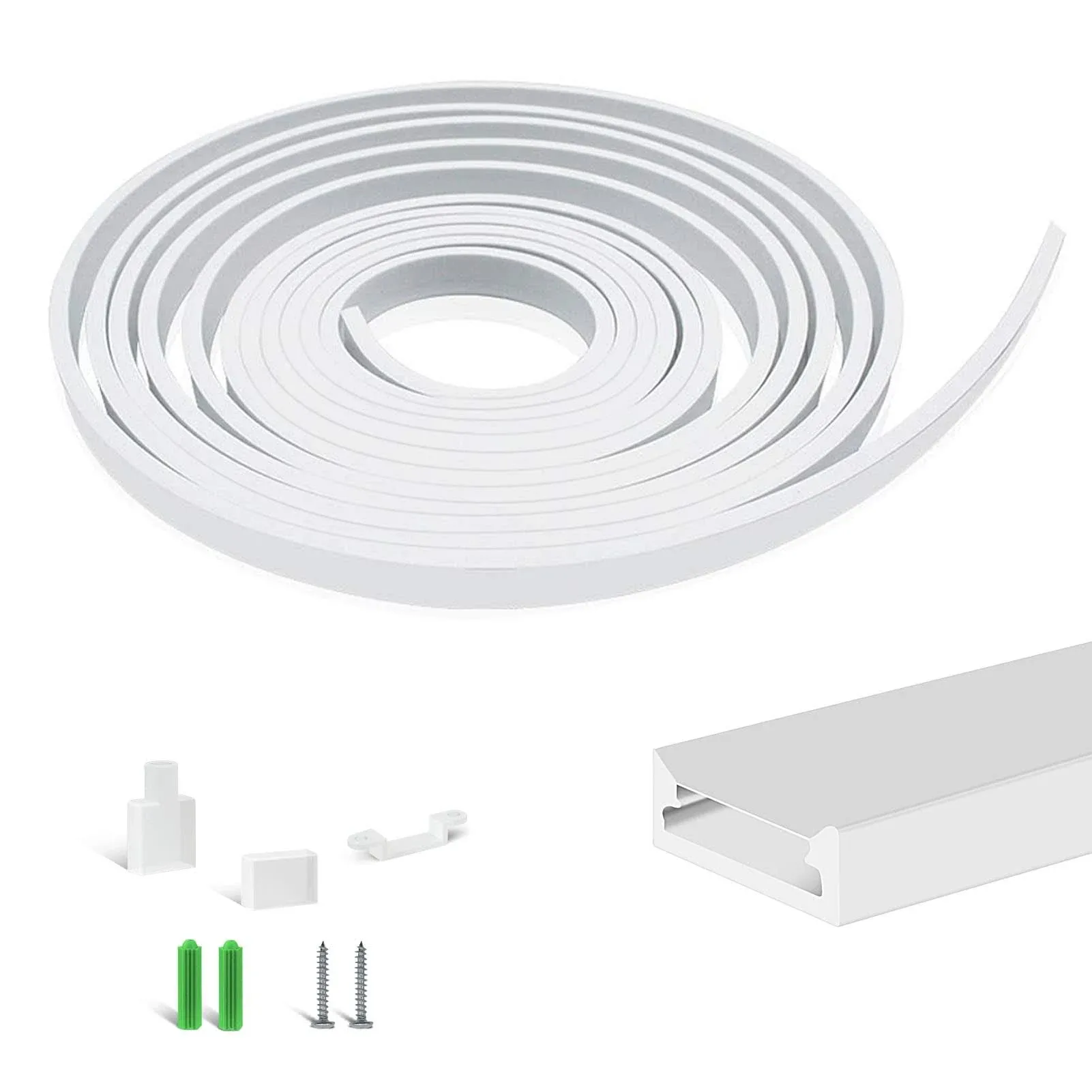 Newest 16.4FT/5M Silicone LED Channel System, 16x16mm DIY LED Neon Rope Light IP67 Waterproof for 12mm LED Strip Lights Installation, for Indoor Outdoor Ambient Decor