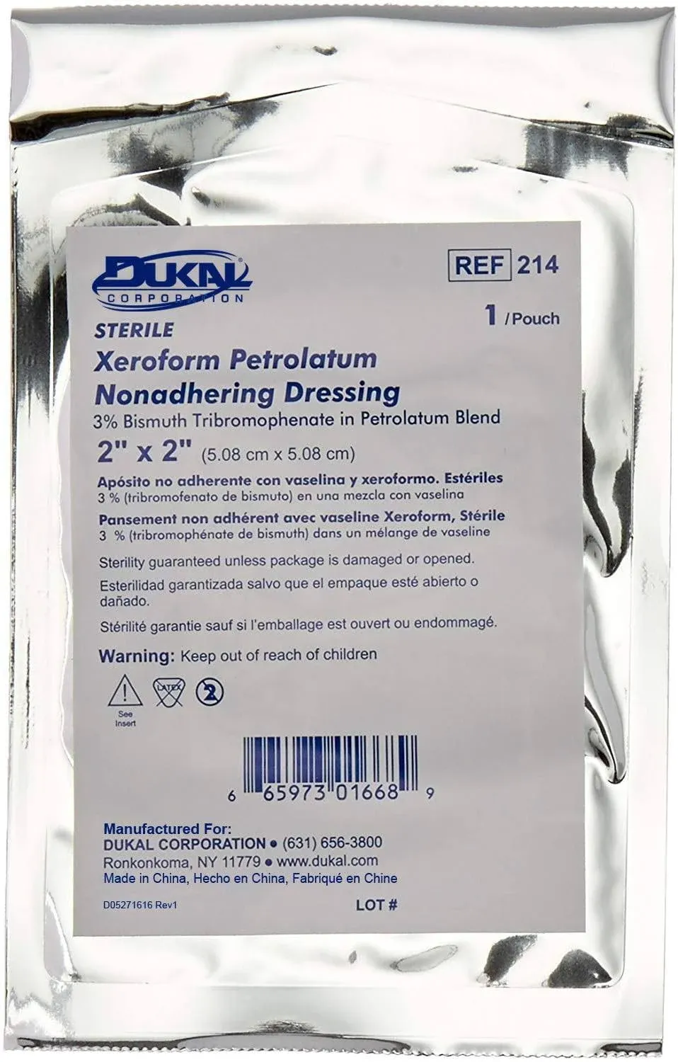 Dukal 214 Xeroform Petrolatum Gauze, Sterile, 2" W x 2" L (Pack of 25)Dukal 214 Xeroform Petrolatum Gauze, Sterile, 2…