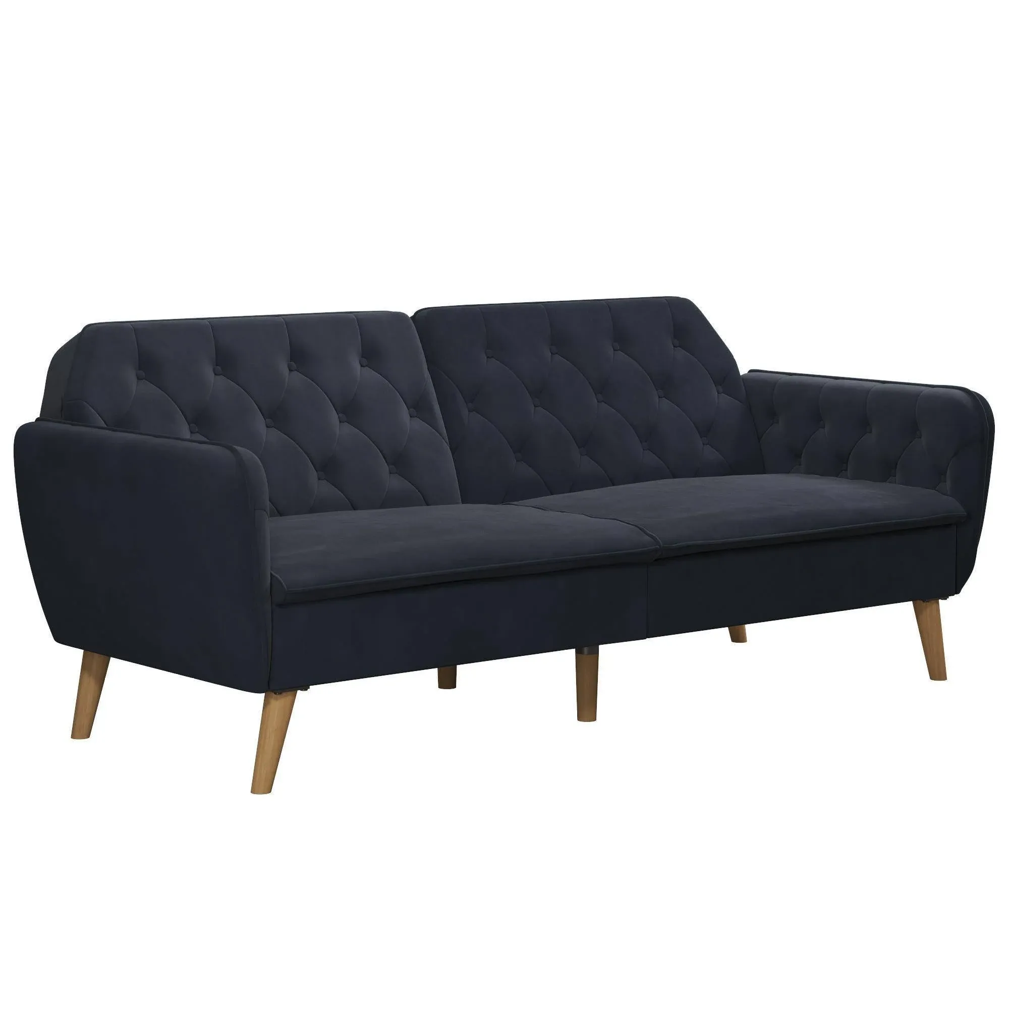 Novogratz Tallulah Memory Foam Velvet Futon in Blue