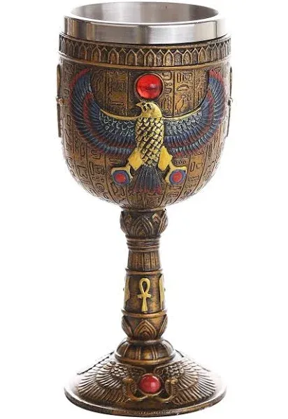 Ancient Egyptian Winged Horus Falcon Ceremonial Chalice Cup 7oz Wine