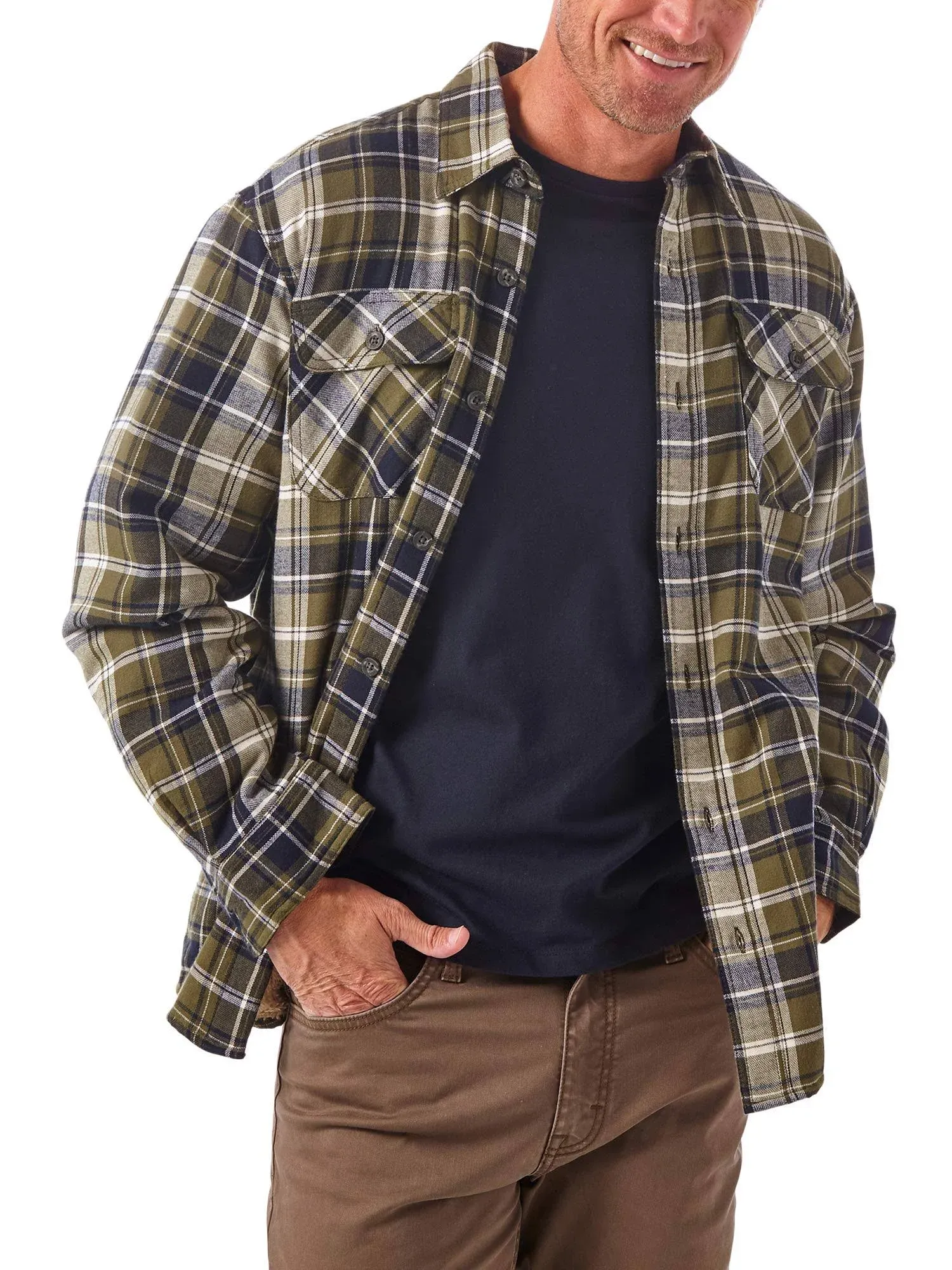 Wrangler Authentics Men's Long Sleeve Plaid Fleece Shirt