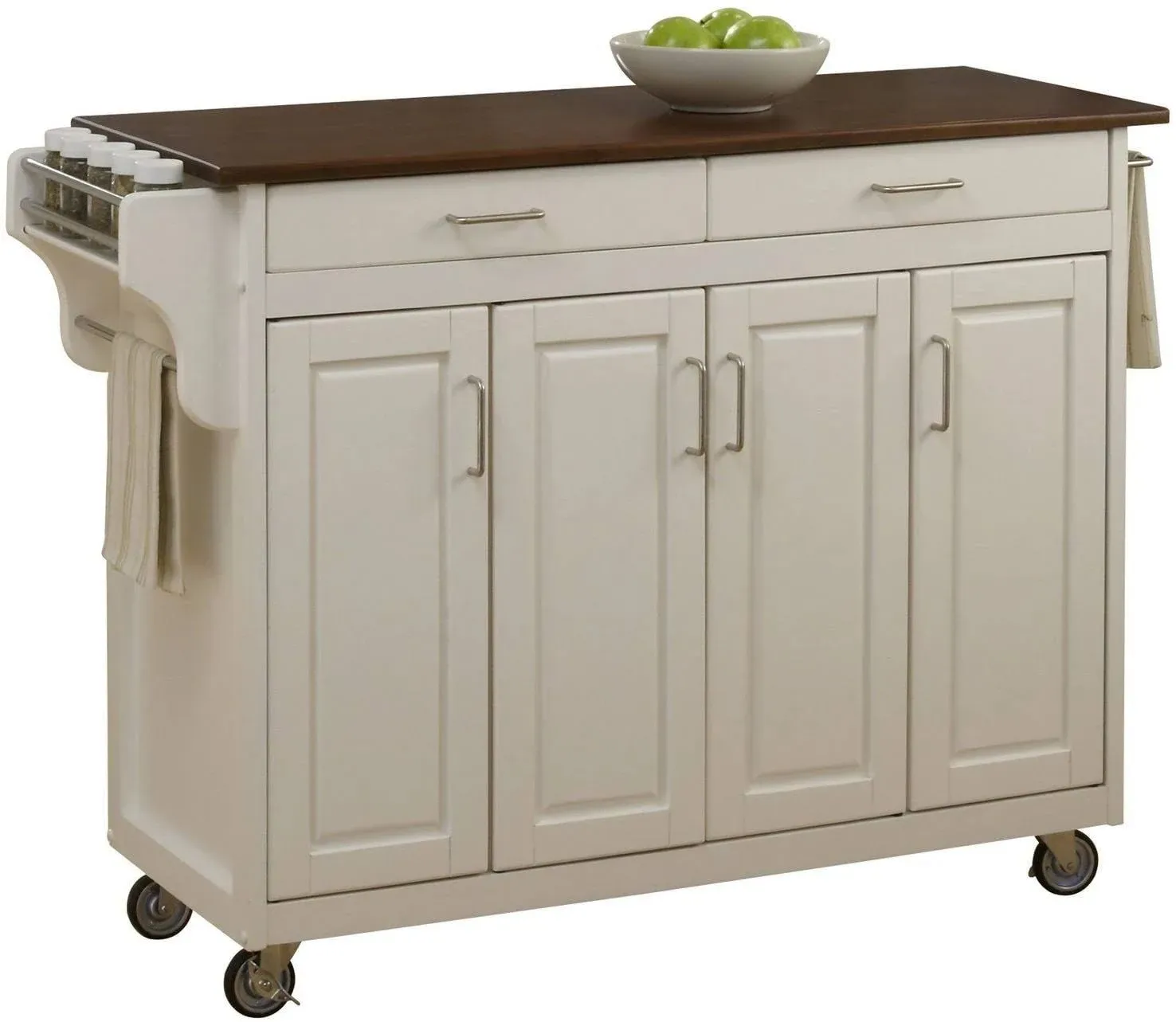 Home Styles Create-a- Kitchen Cart White with Cherry Top