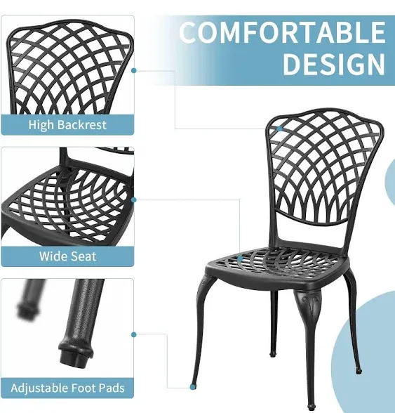 Outdoor Bistro Set 3 Piece Patio Bistro Set, Cast Aluminum Bistro Table and Chairs Set of 2