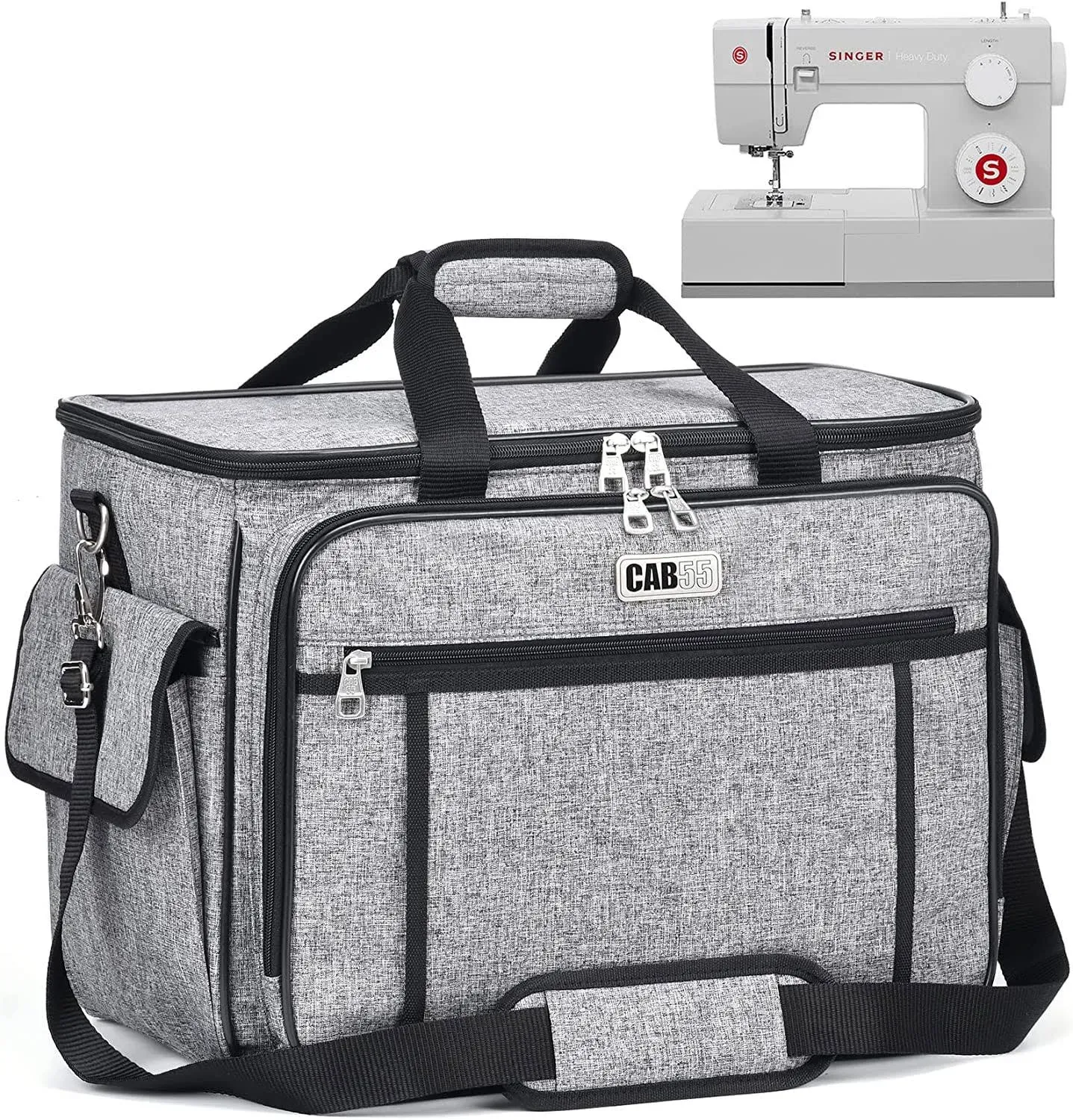 cab55 Sewing Machine Case, Sewing Machine Carrying Bag with Removable Padding Pad, Tote Bag for Sewing Machine and Extra Sewing Accessories, Gray(17"x13"x14")