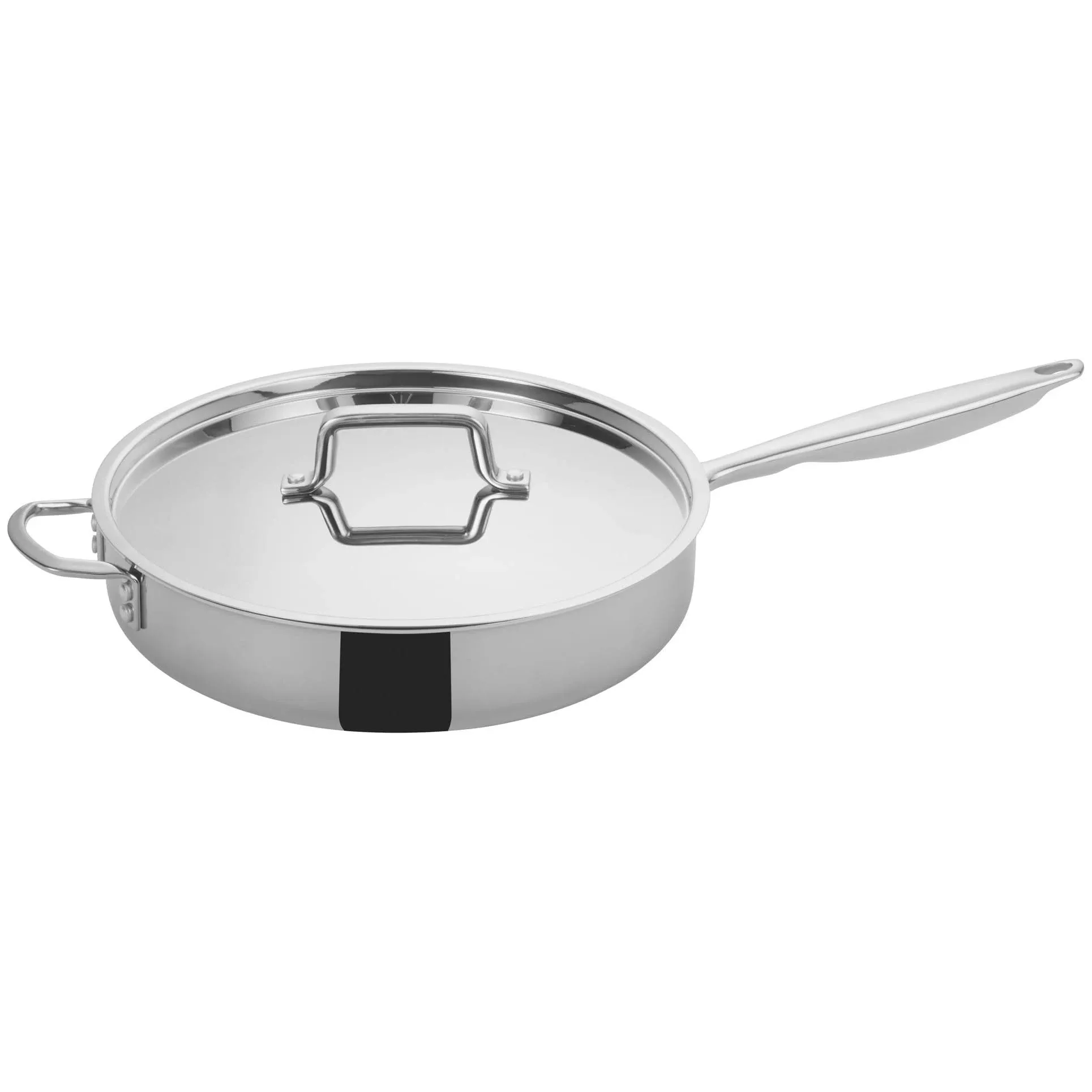 6 qt. Tri-Ply Induction Ready Saute Pan with Cover, Winco Tget-6