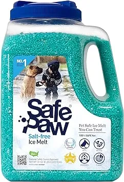 Safe Paw, Dog/Child/Plant Pet Safe Ice Melt with Traction Agent, 8lb, 100% Salt-Free/Chloride-Free, Non-Toxic, No Concrete Damage, Fast Acting, Lasts 3X Longer