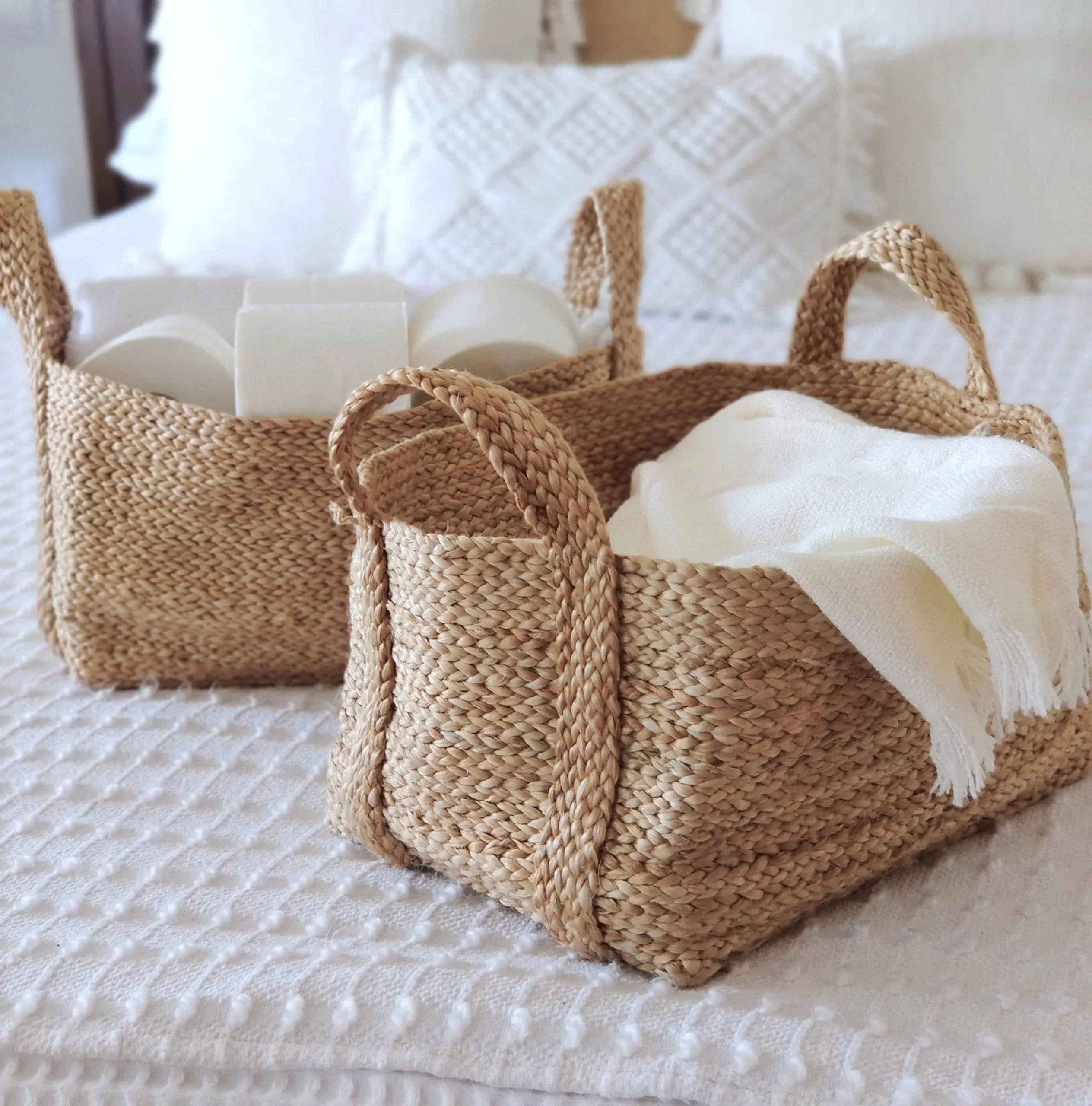 Goobloo Handmade Woven Basket 100% Jute - 10 x 7 - Set of 2- Storage Basket for ...