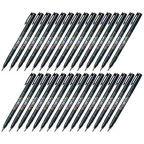 Tombow Fudenosuke Brush Pen (GCD-112), Soft Tip, Black Body, Value Set of 30