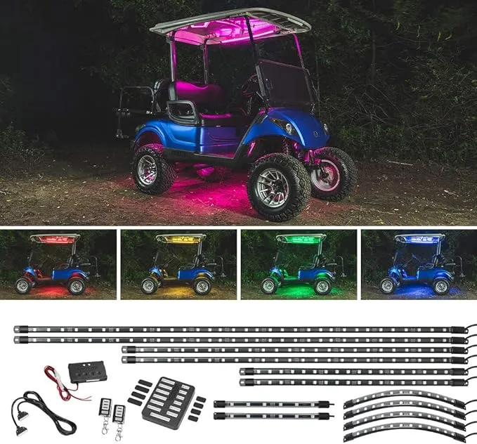 LEDGlow 12pc Million Color LED Golf Cart Underglow Accent Neon Lighting Kit