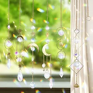 Willstar Sun Catchers with Crystals, Colorful Suncatcher Hanging Sun Catcher with Chain dant Ornament Crystal Sunshade for Window Garden Home Party Wedding Decoration Fairy Gift