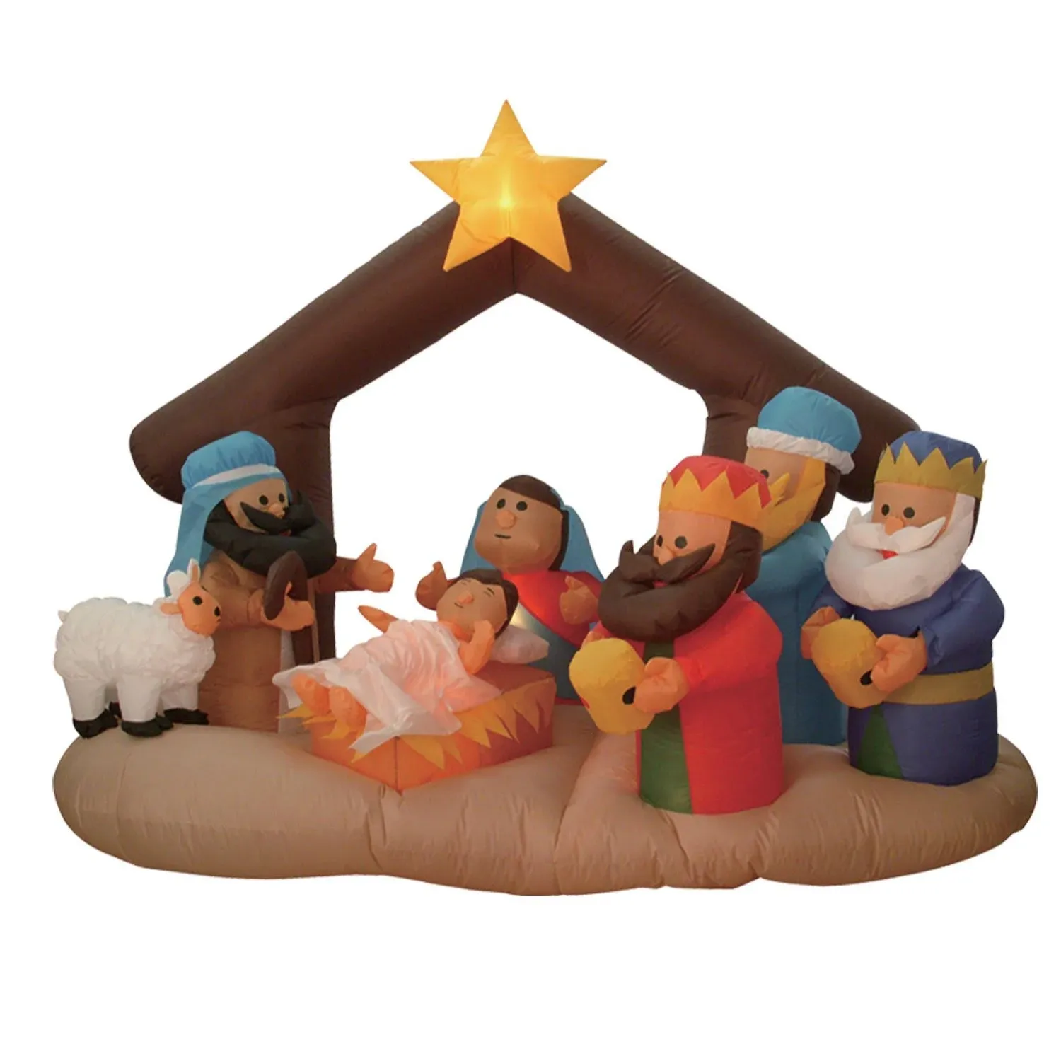 6 Foot Long Christmas Inflatable Nativity Scene with Three Kings Party Decoration Lights Outdoor Indoor Holiday Decorations, Blow up Lighted Yard Decor, Lawn Inflatables Home Family Outside