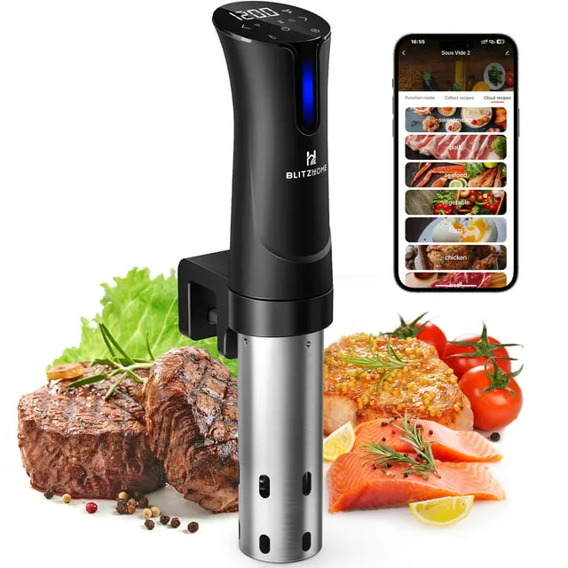 Blitzhome Sous Vide Machine WiFi APP 1100W Sous Vide Cooker with Accurate Temperature & Timer