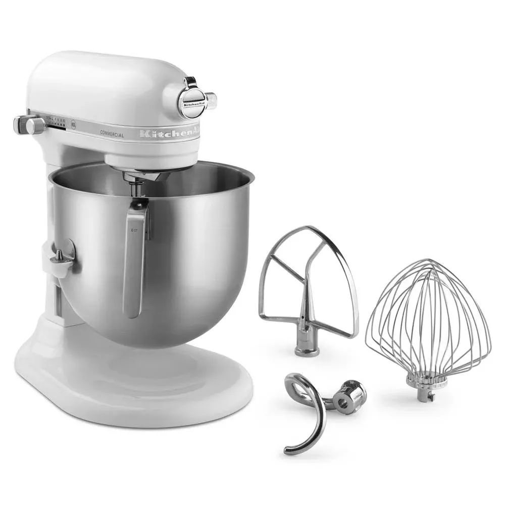 KitchenAid Commercial 8 Qt. Commercial Stand Mixer, 16.5"H x 13.3"W x 14.6"D, White (KSM8990WH)