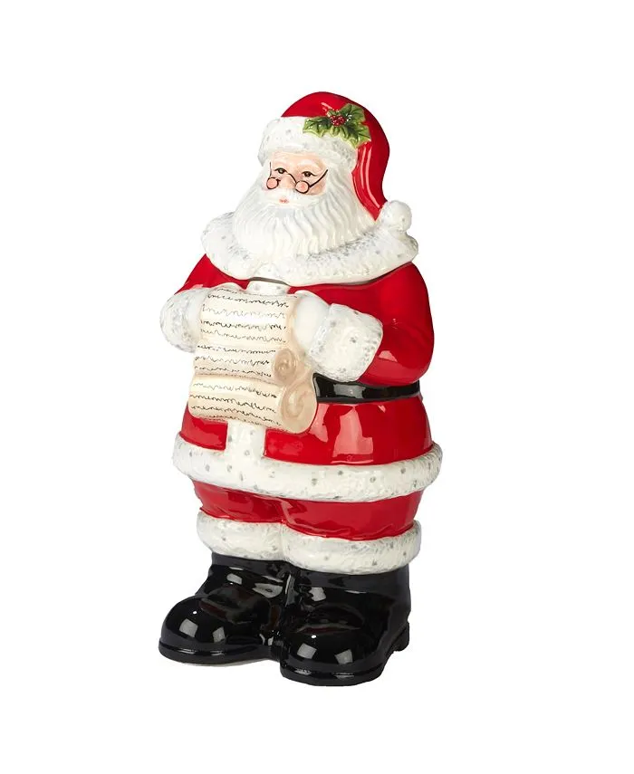 Certified International Holiday Wishes 3-D Santa Cookie Jar 12.25", Multicolored