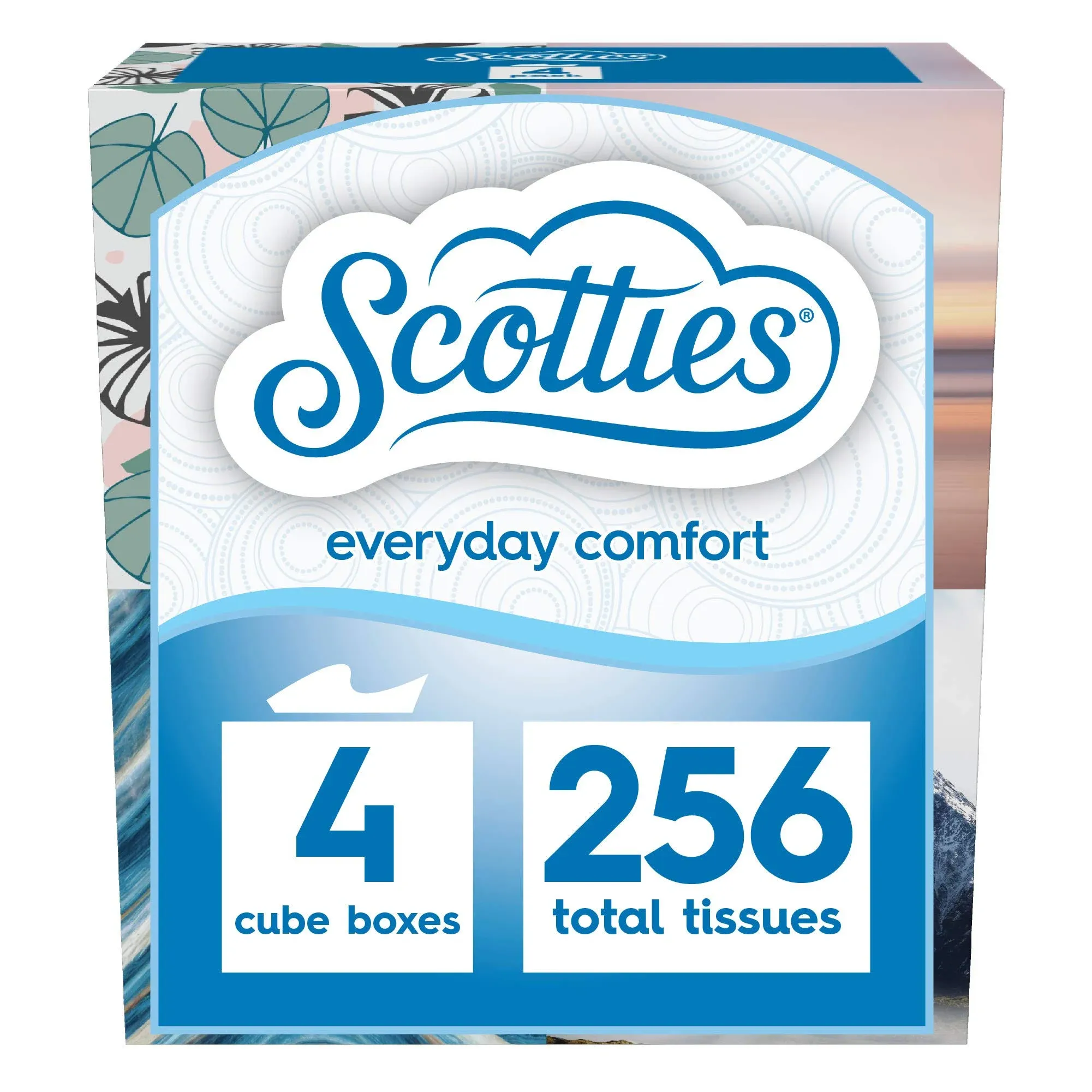 Scotties Facial Tissue, 2-Ply, Everyday Comfort, 4 Pack - 4 - 64 sheet boxes [256 ...