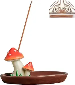 Cute Mushroom Incense Holder with 30 Incense Sticks Handmade Incense Stick Bur