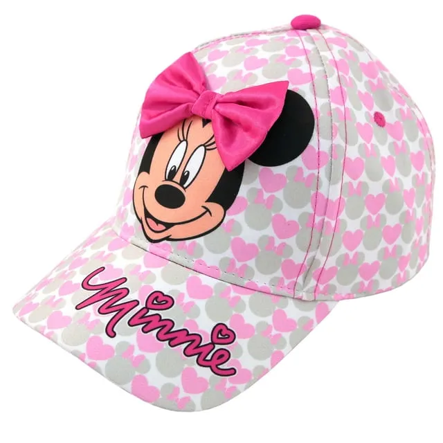 Disney Kids Baseball Hat for Girls 2-4, Minnie Mouse Pink with Raised ears cap